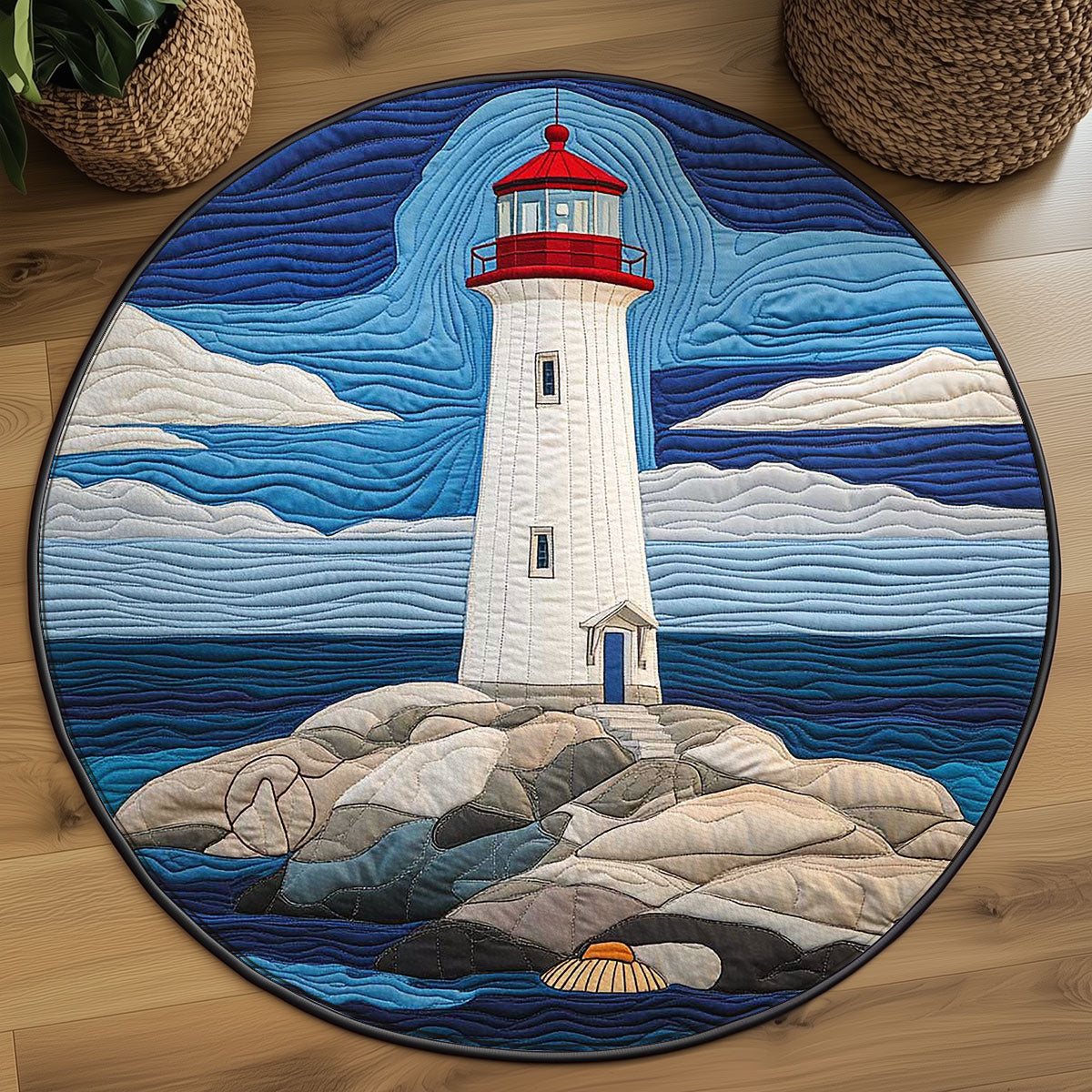 Whispering Lighthouse WN2503153CL Quilted Round Mat