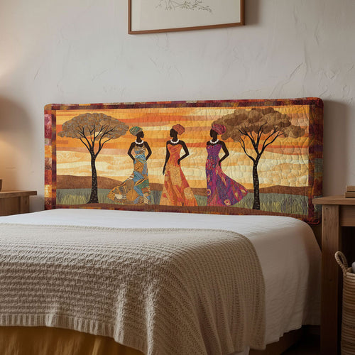 African Women Heritage Glow WN1112134CL Quilted Headboard Slipcover