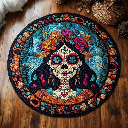 Colorful Catrina Tribute WY3006032CL Quilted Round Mat