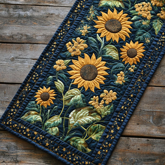 Golden Bloom WY1605040CL Quilted Table Runner
