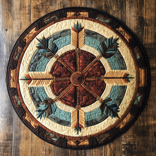 Feathered Native Star WN1407006CL Quilted Round Mat
