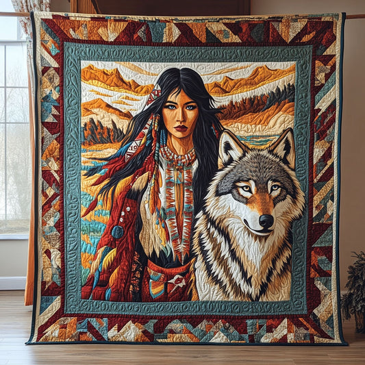 Eagle Song Wolf And Woman WN0908024CL Quilt