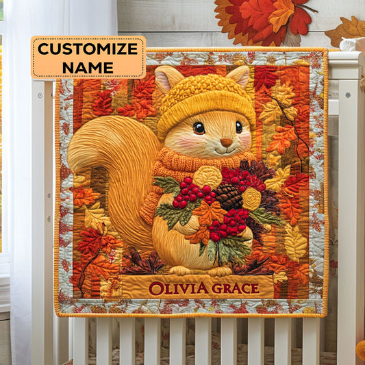 Scarlet Squirrel WY3007011CL Personalized Baby Quilt