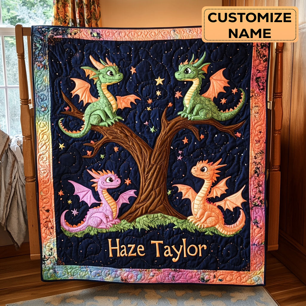 Dreamy Dragons WN1807040CL Personalized Baby Quilt