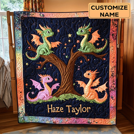 Dreamy Dragons WN1807040CL Personalized Baby Quilt