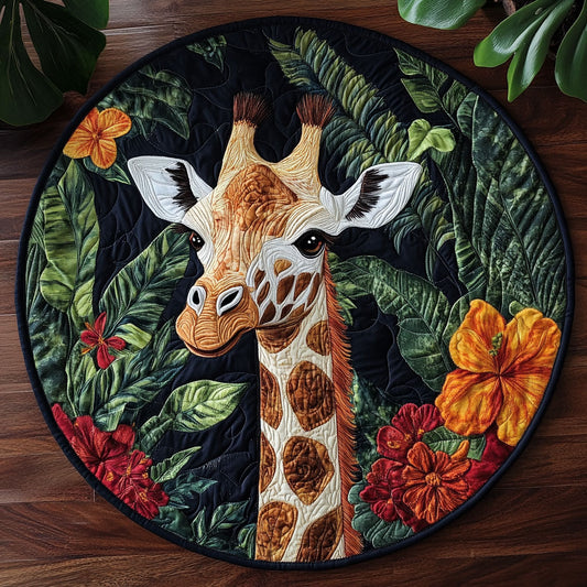 Giraffe Forest CW2205374CL Quilted Round Mat