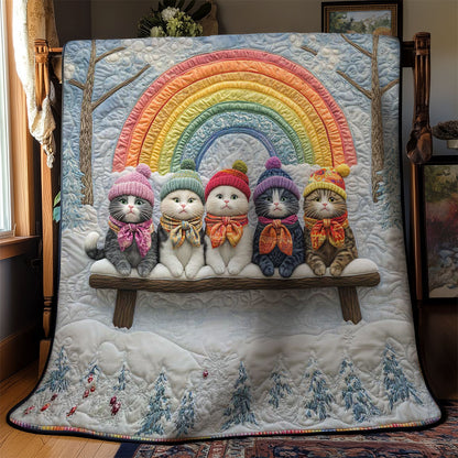 Playful Rainbow Cats WN2512031CL Quilt