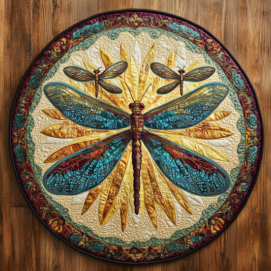 Harvest Sun Dragonfly WN1408053CL Quilted Round Mat