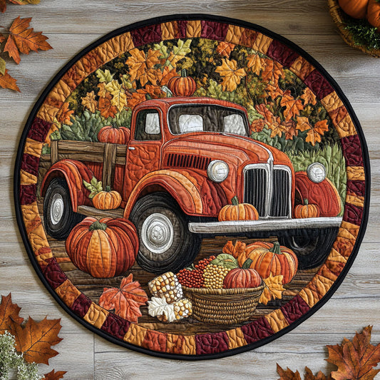 Rustic Autumn Ride WY0108087CL Quilted Round Mat