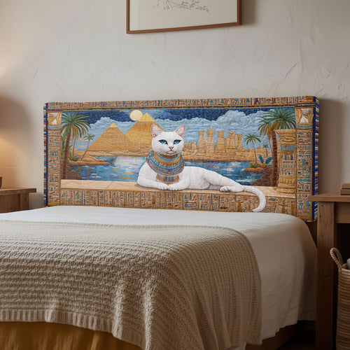 Temple Guardian Cat CW2312024CL Quilted Headboard Slipcover