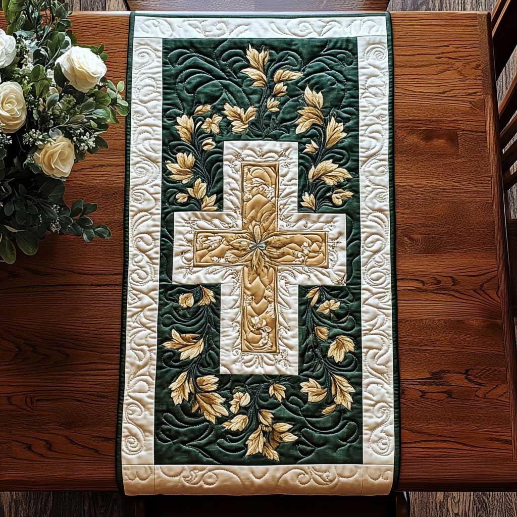 Cross Symbol CQ2504013CL Quilted Table Runner