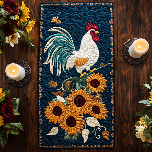 Charming Rooster WX0606011CL Quilted Table Runner