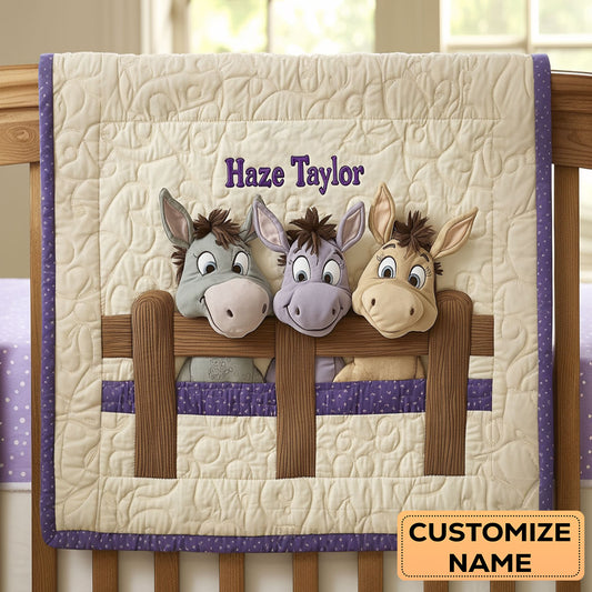 Donkey Fence WN2807050CL Personalized Baby Quilt