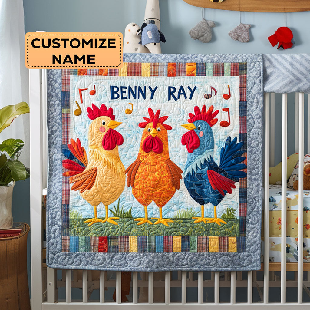 Cluck And Roll WY3107009CL Personalized Baby Quilt