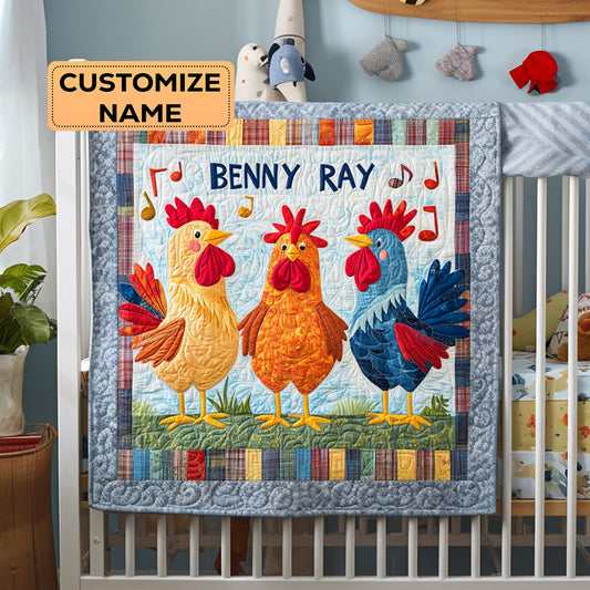 Cluck And Roll WY3107009CL Personalized Baby Quilt