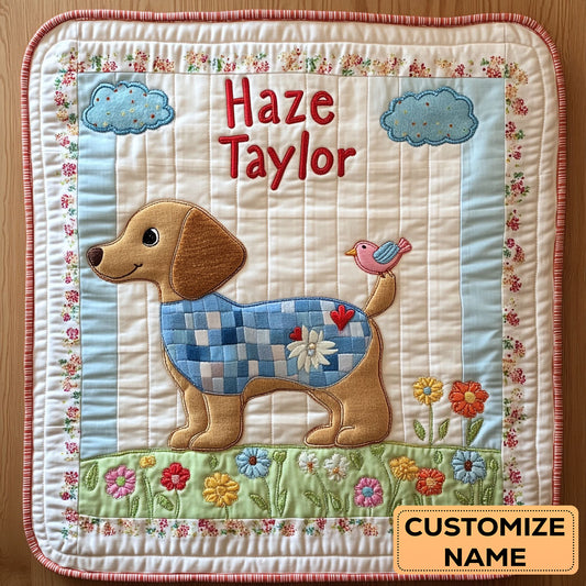 Daisy Dachshund WN2307009CL Personalized Baby Quilt