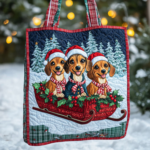 Jingle Ride Dachshund WN1211066CL Quilted Tote Bag