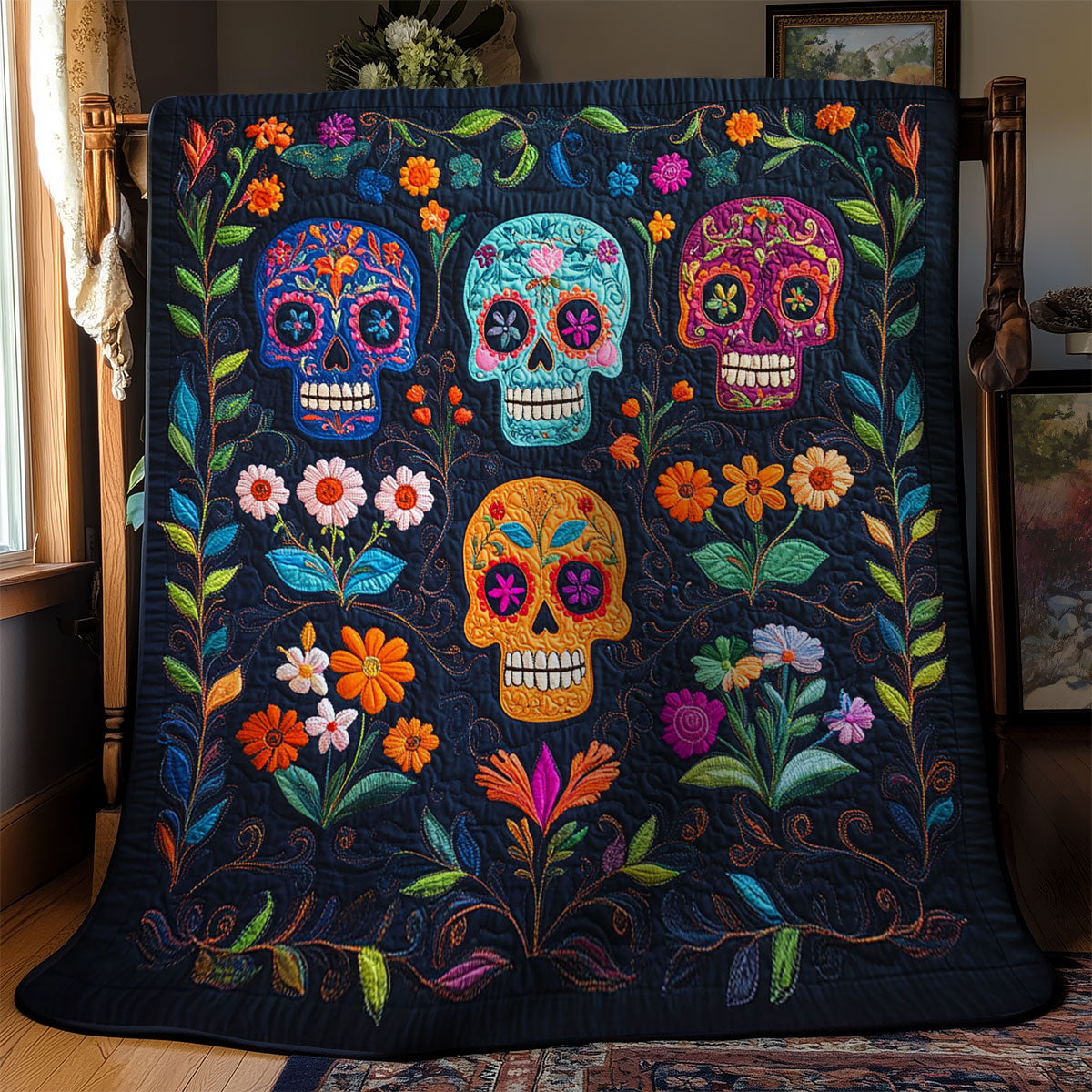 Floral Calavera WY0703026CL Quilt