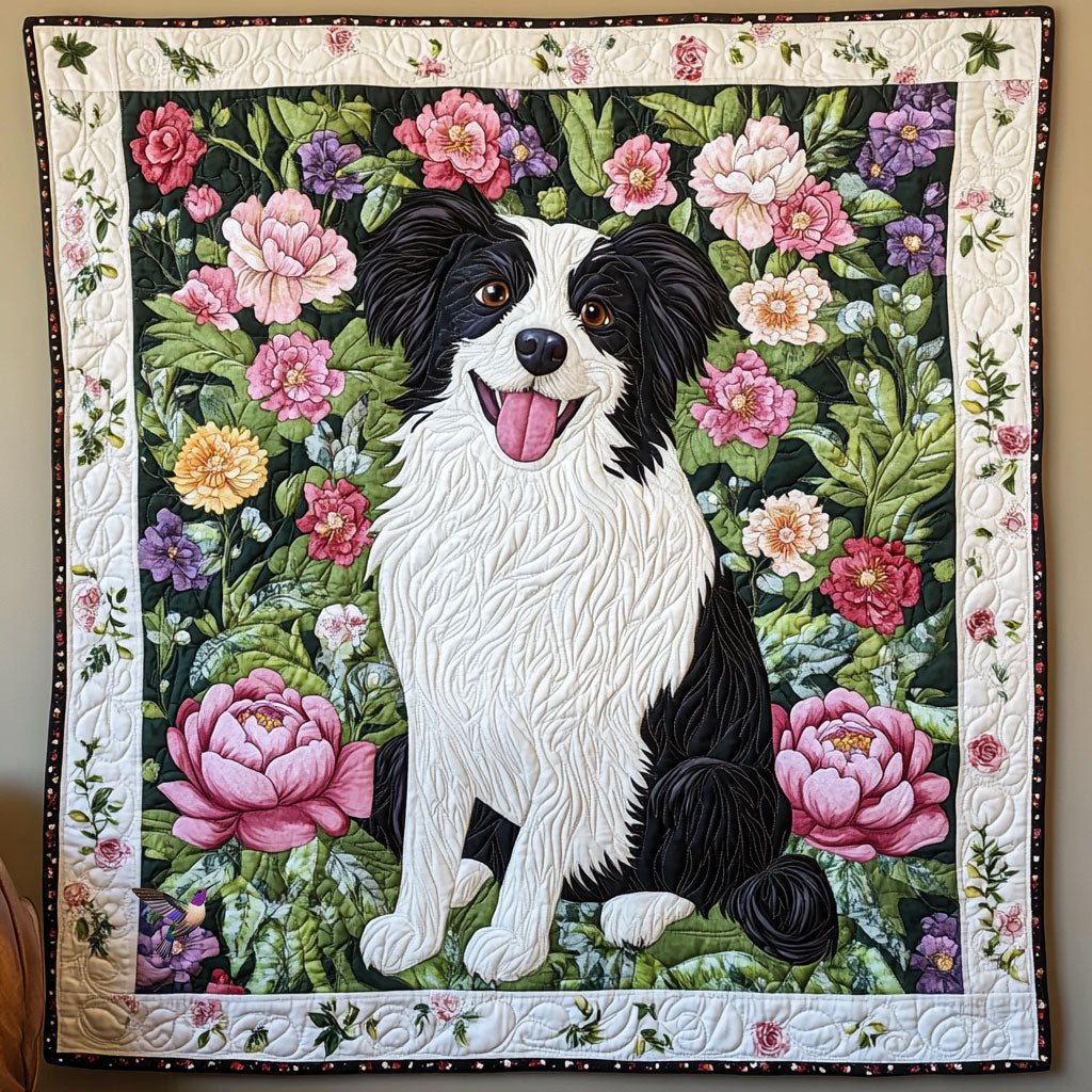 Border Collie Flower WT1810027CL Quilt