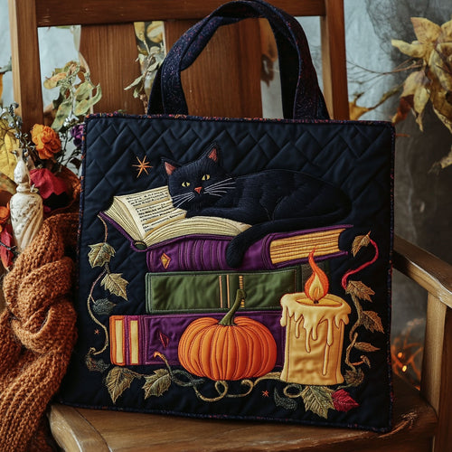 Mysterious Cat Book DH0410038CL Quilted Tote Bag