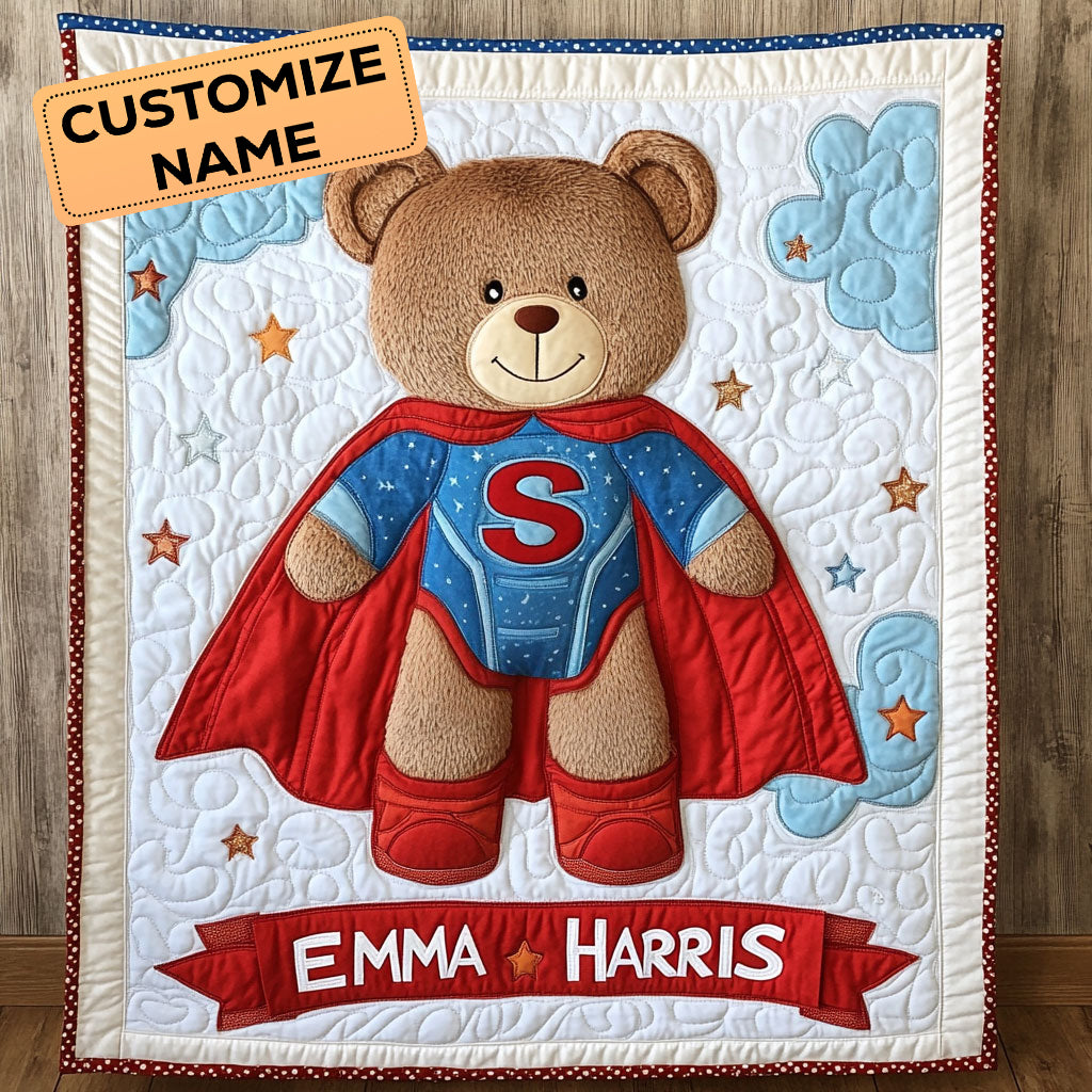Super Teddy Hero CW2107053CL Personalized Baby Quilt