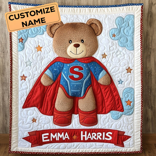 Super Teddy Hero CW2107053CL Personalized Baby Quilt