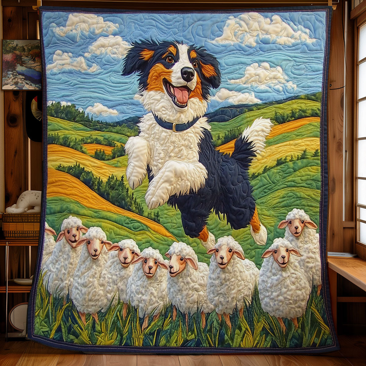 Border Collie And Sheep WY2101044CL Quilt