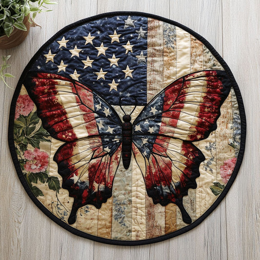 Patriotic Butterfly CW1406026CL Quilted Round Mat