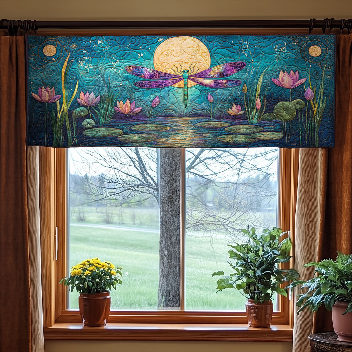 Lotus Dragonfly WX1705014CL Quilted Valance