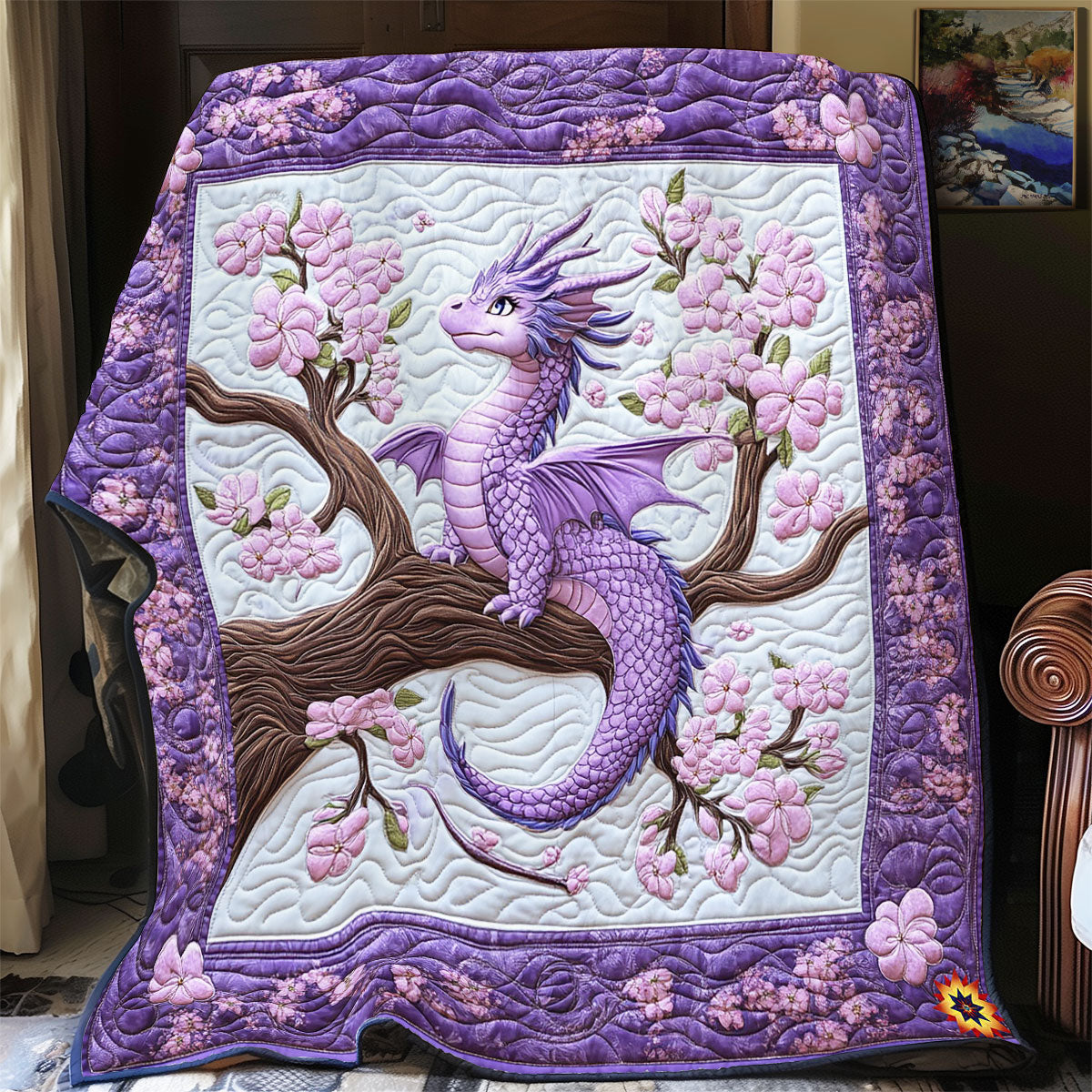 Purple Flower Dragon WY2012059CL Quilt