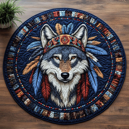 Wolf Native American CW1905256CL Quilted Round Mat