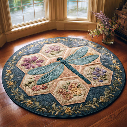 Dragonfly Bloom Garden CW0908012CL Quilted Round Mat