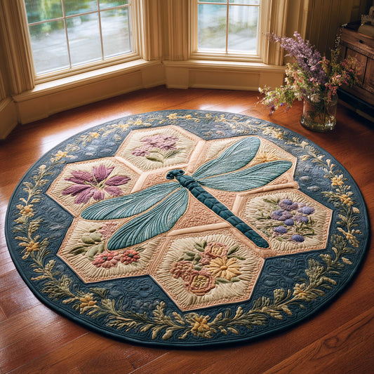 Dragonfly Bloom Garden CW0908012CL Quilted Round Mat