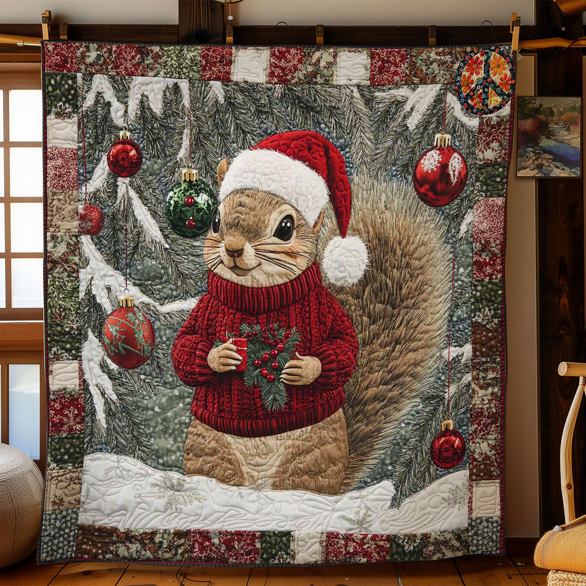 Squirrel’s Holiday Cheer WN0711025CL Quilt