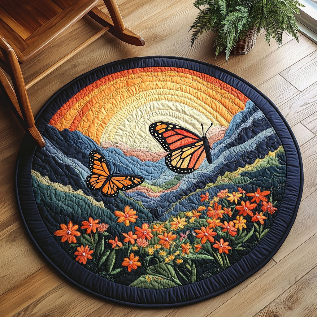 Golden Monarch Sunset WP0104008CL Quilted Round Mat