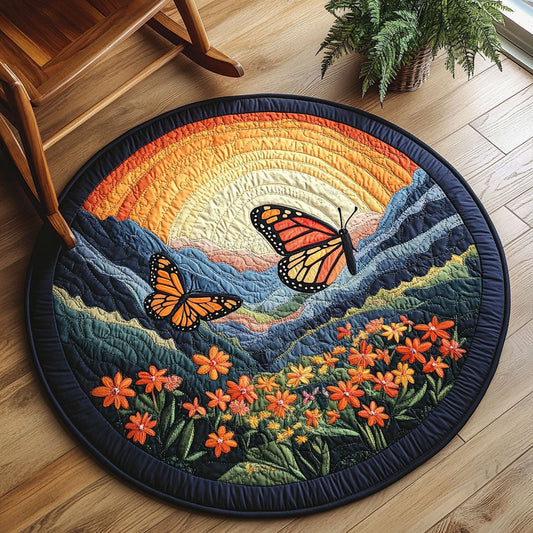 Golden Monarch Sunset WP0104008CL Quilted Round Mat