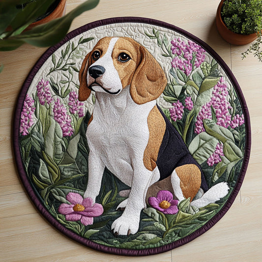 Beagle Dog Bloom CW2705487CL Quilted Round Mat