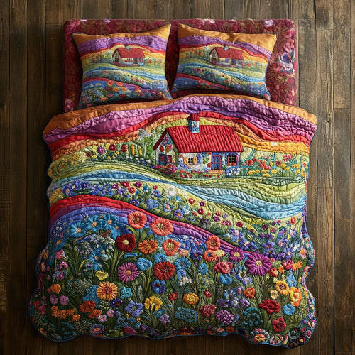 Golden Flower Waves WN1507052CL Duvet Cover Set