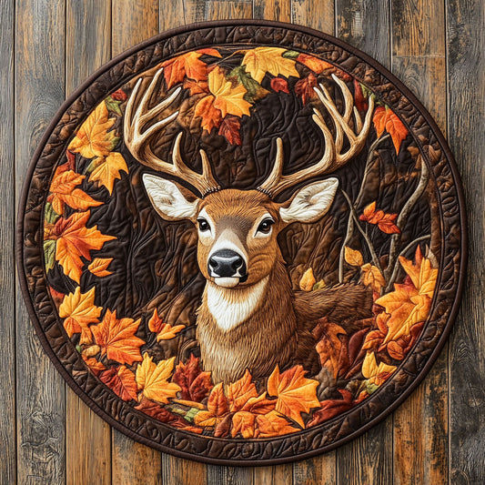 Deer Autumn WX1505012CL Quilted Round Mat