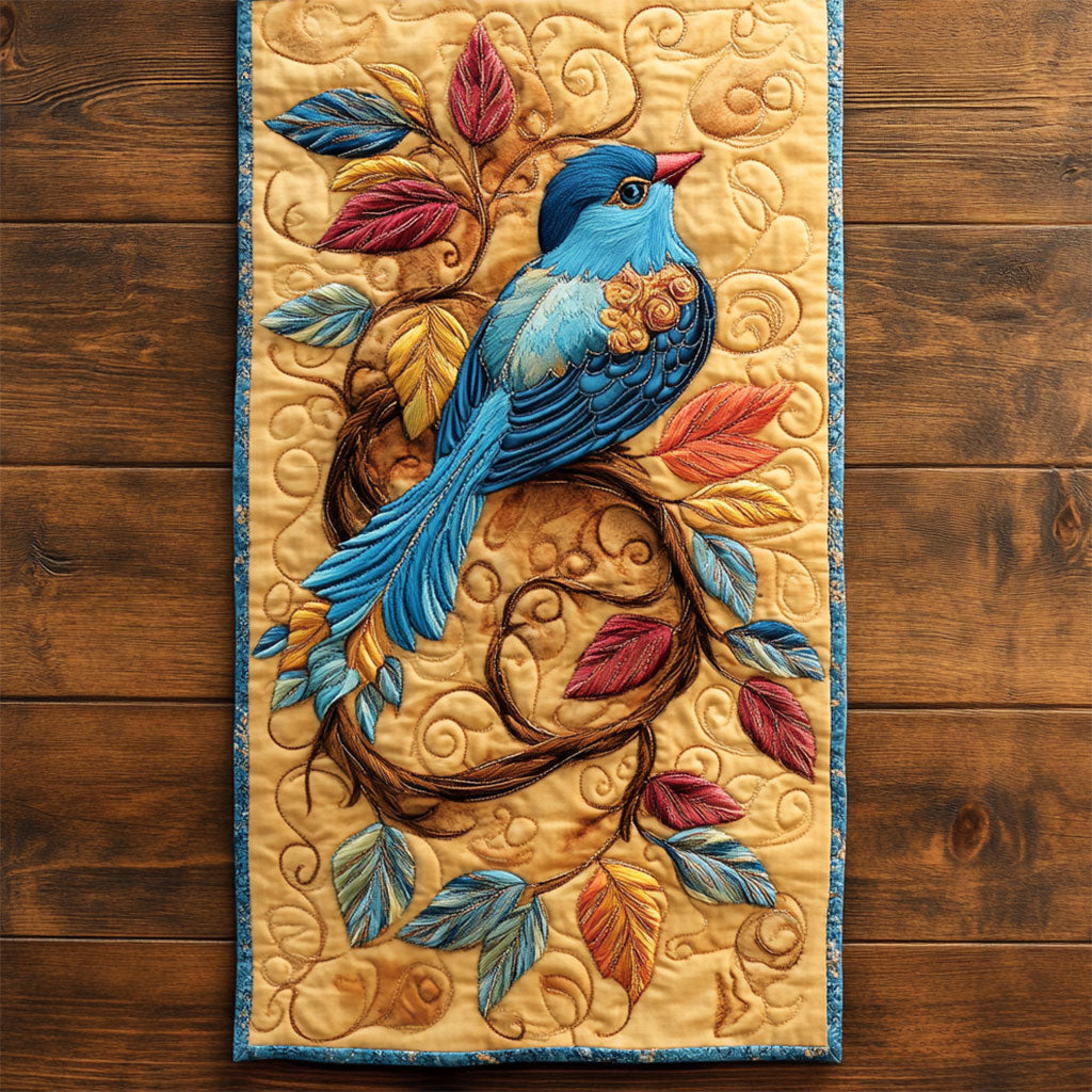 Bird In Golden Forest WY2804023CL Quilted Table Runner