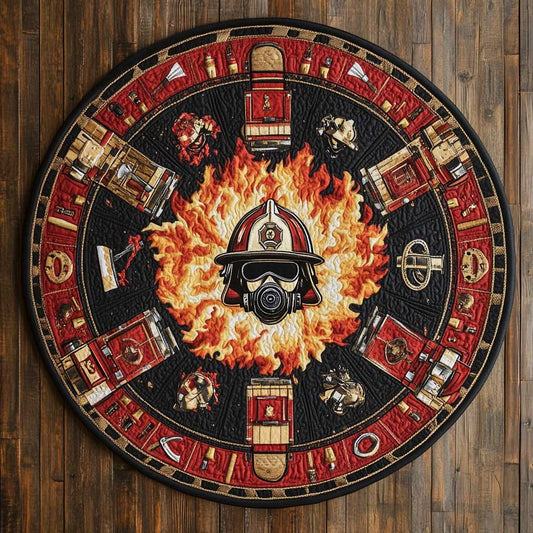 Vintage Firefighter WN1205103CL Quilted Round Mat