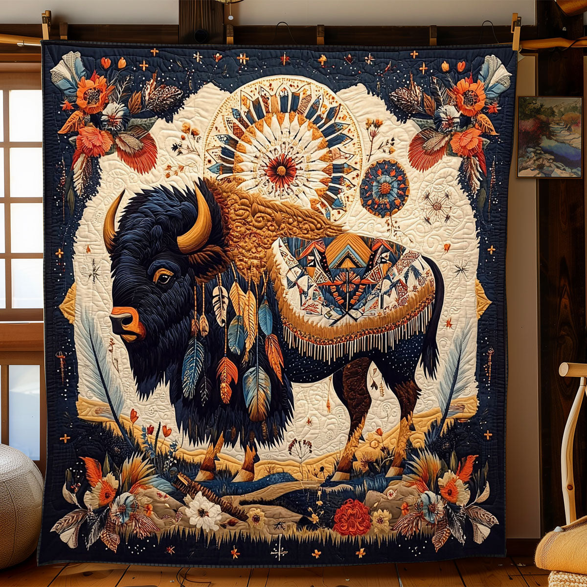 Bison Native American WJ3012001CL Quilt