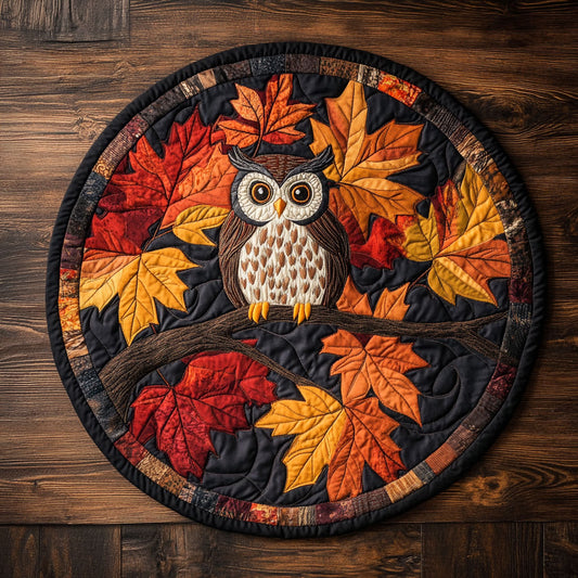 Autumn Owl CW1407001CL Quilted Round Mat