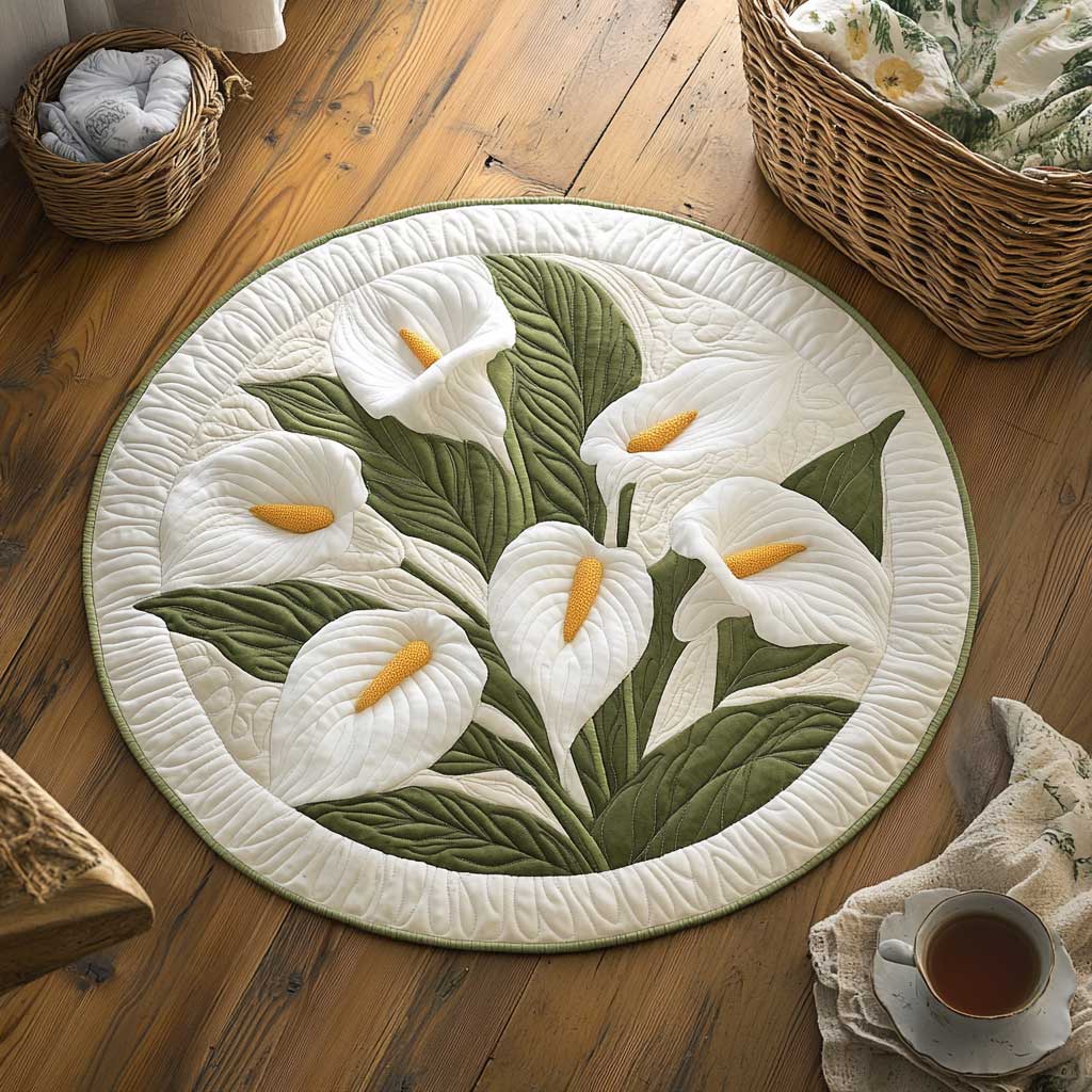 Calla Lilies Reflection WN2503036CL Quilted Round Mat