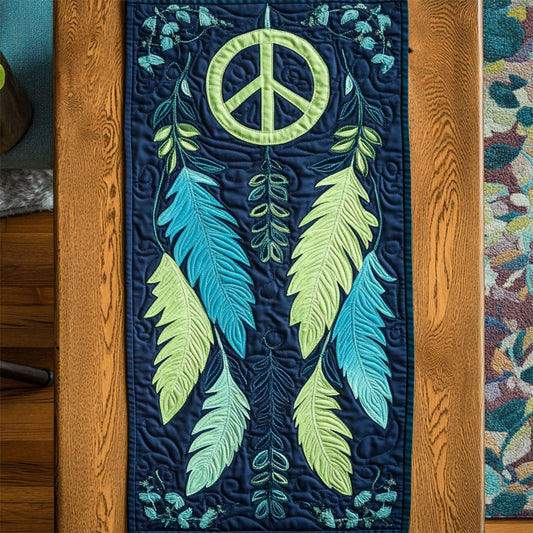 Peace Feathers WY0905042CL Quilted Table Runner