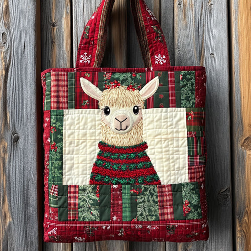 Llama Snow Cabin WN1711050CL Quilted Tote Bag