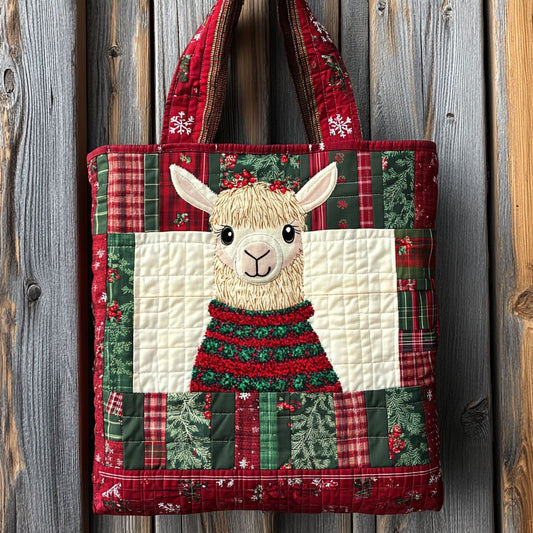 Llama Snow Cabin WN1711050CL Quilted Tote Bag