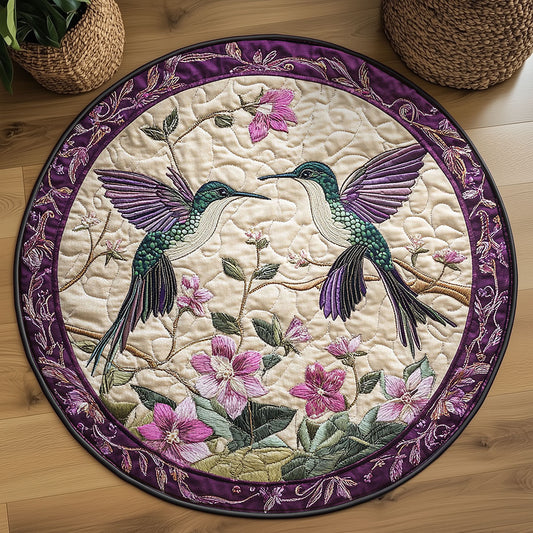 Couple Hummers Bloom WY2203042CL Quilted Round Mat
