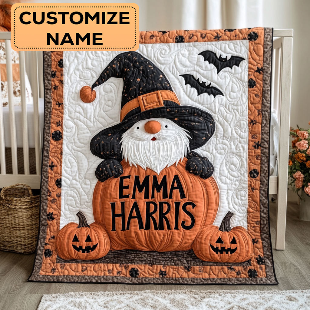 Gnome Pumpkin CW3007033CL Personalized Baby Quilt