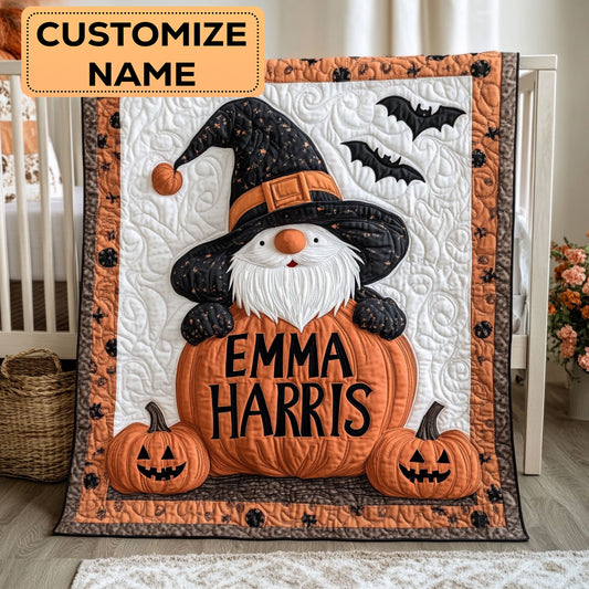 Gnome Pumpkin CW3007033CL Personalized Baby Quilt